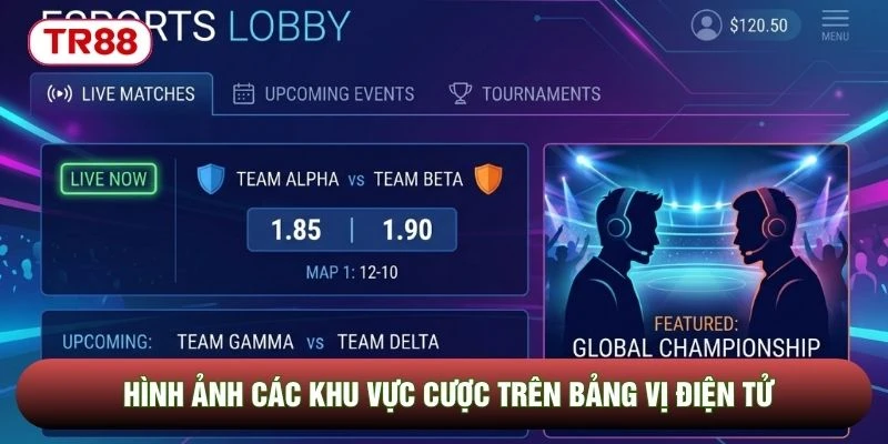 Hình ảnh các khu vực cược trên bảng vị điện tử